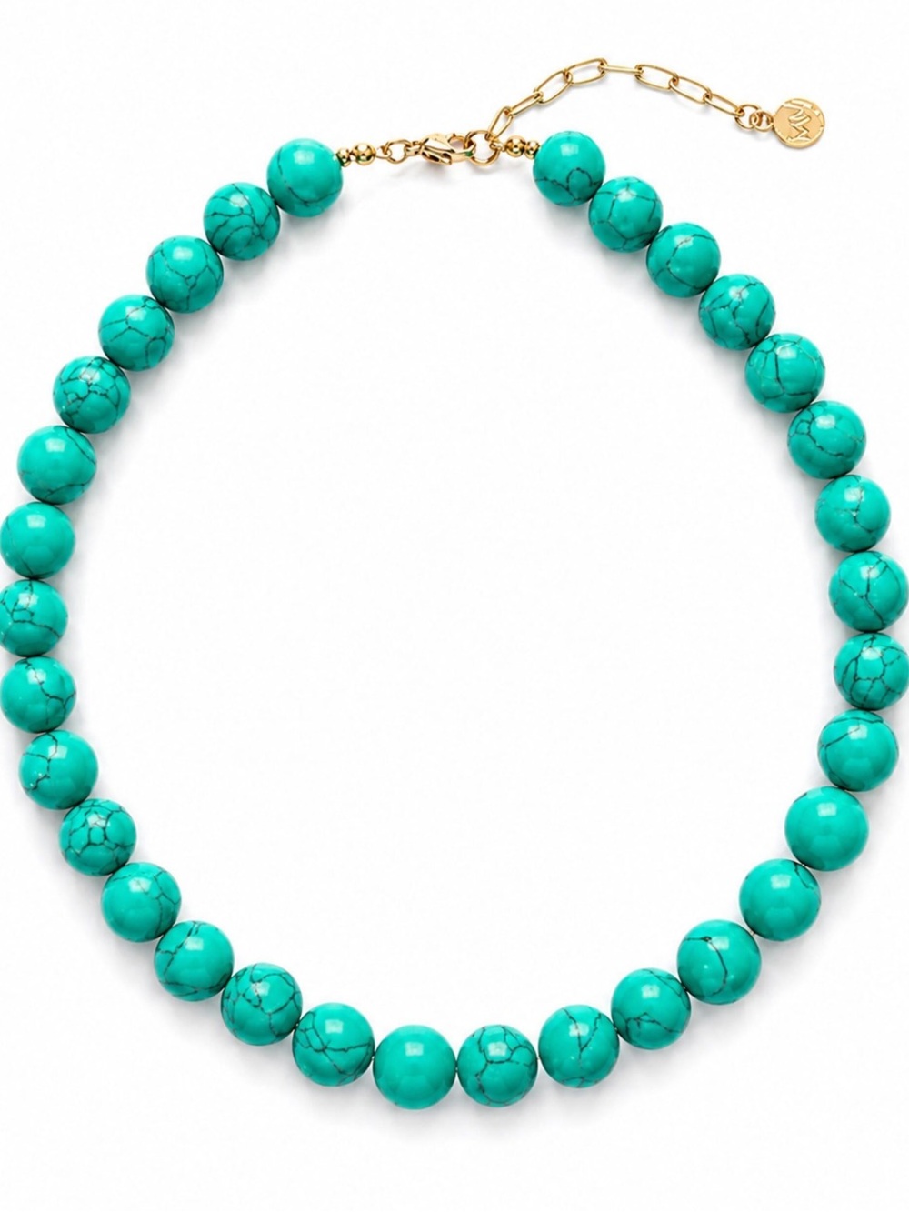 New MAYAMAR genuine Turquoise Beaded Necklace with 24kt Gold dipped Accents